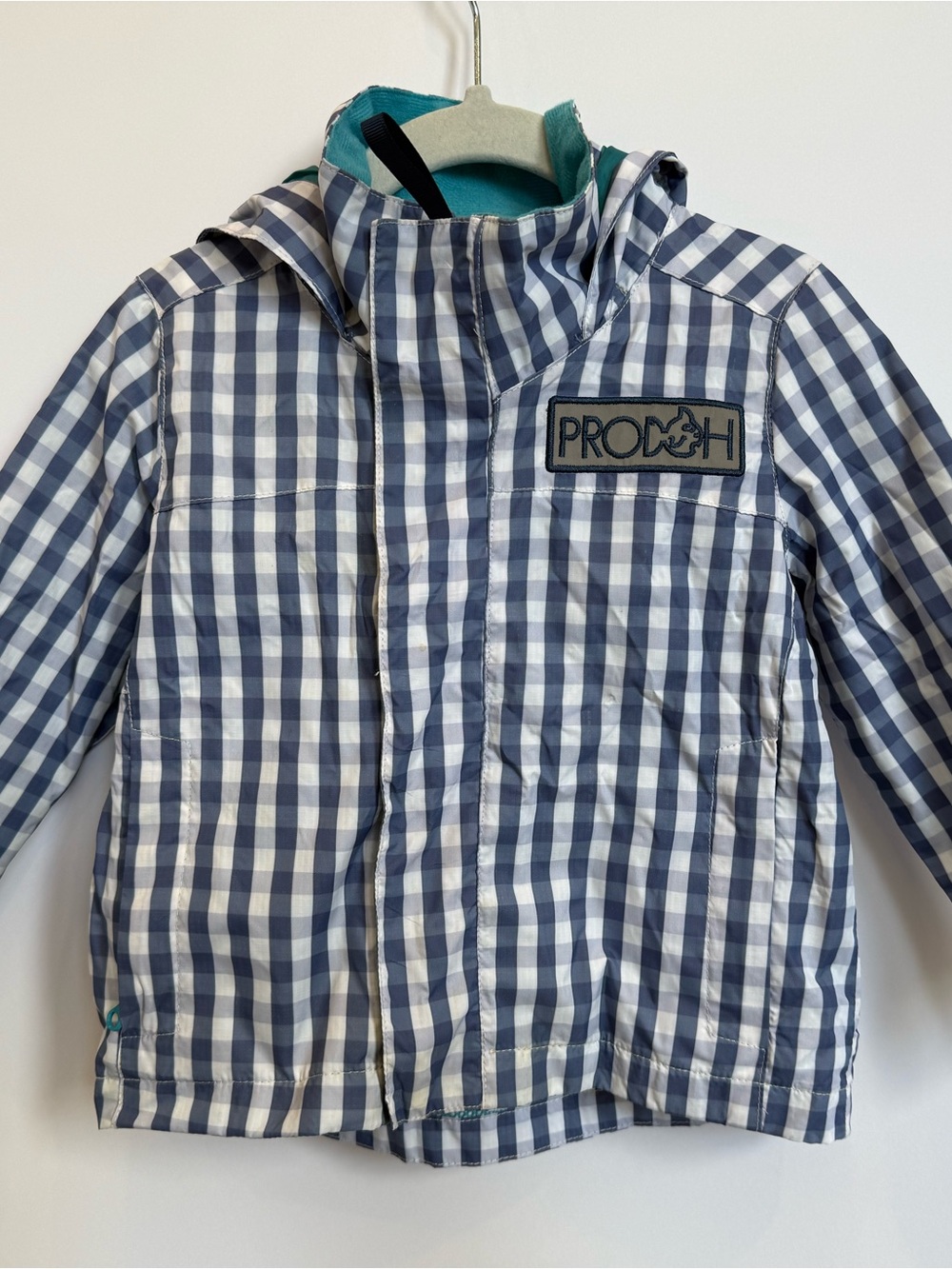PRODOH Kids Blue & White Gingham Windbreaker Raincoat with Hood